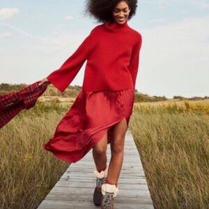 NWT J.Crew Side-Slit Featherweight Satin Maxi Skirt